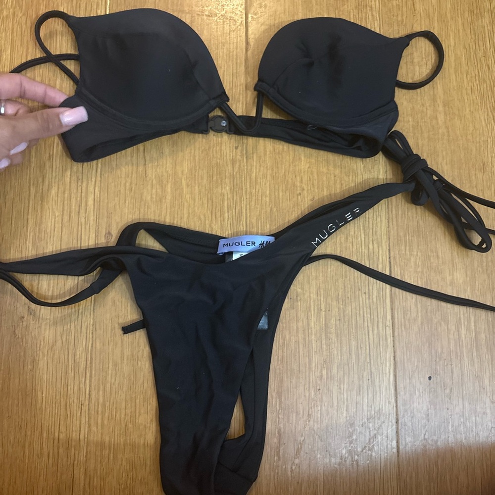 Mugler Black Strappy Bikini set